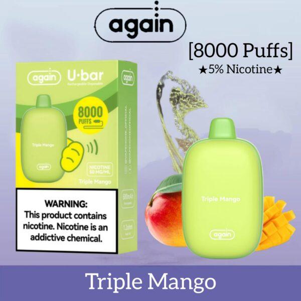 Again U-BAR 8000 Puffs Best Disposable - Triple Mango