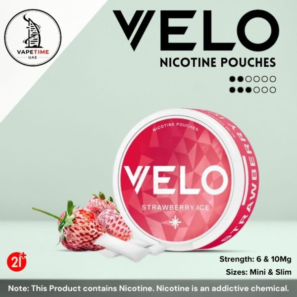 Enjoy Velo Strawberry Ice 6mg/ 10mg options, delivering a cool and fruity taste sensation.