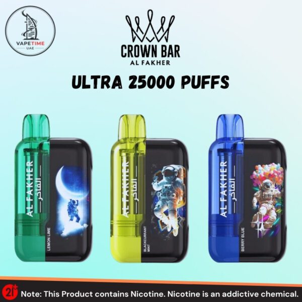 Al Fakher Crown Bar Ultra 25000 Puffs– high-capacity disposable with bold flavors.