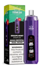 Al Fakher Crown Bar Crystal 8000 Puffs, 18ml liquid, 50mg Nicotine disposable vape in Dubai GRAPE MINT