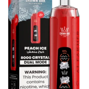 Al Fakher Crown Bar Crystal 8000 Puffs, 18ml liquid, 50mg Nicotine disposable vape in Dubai PEACH ICE