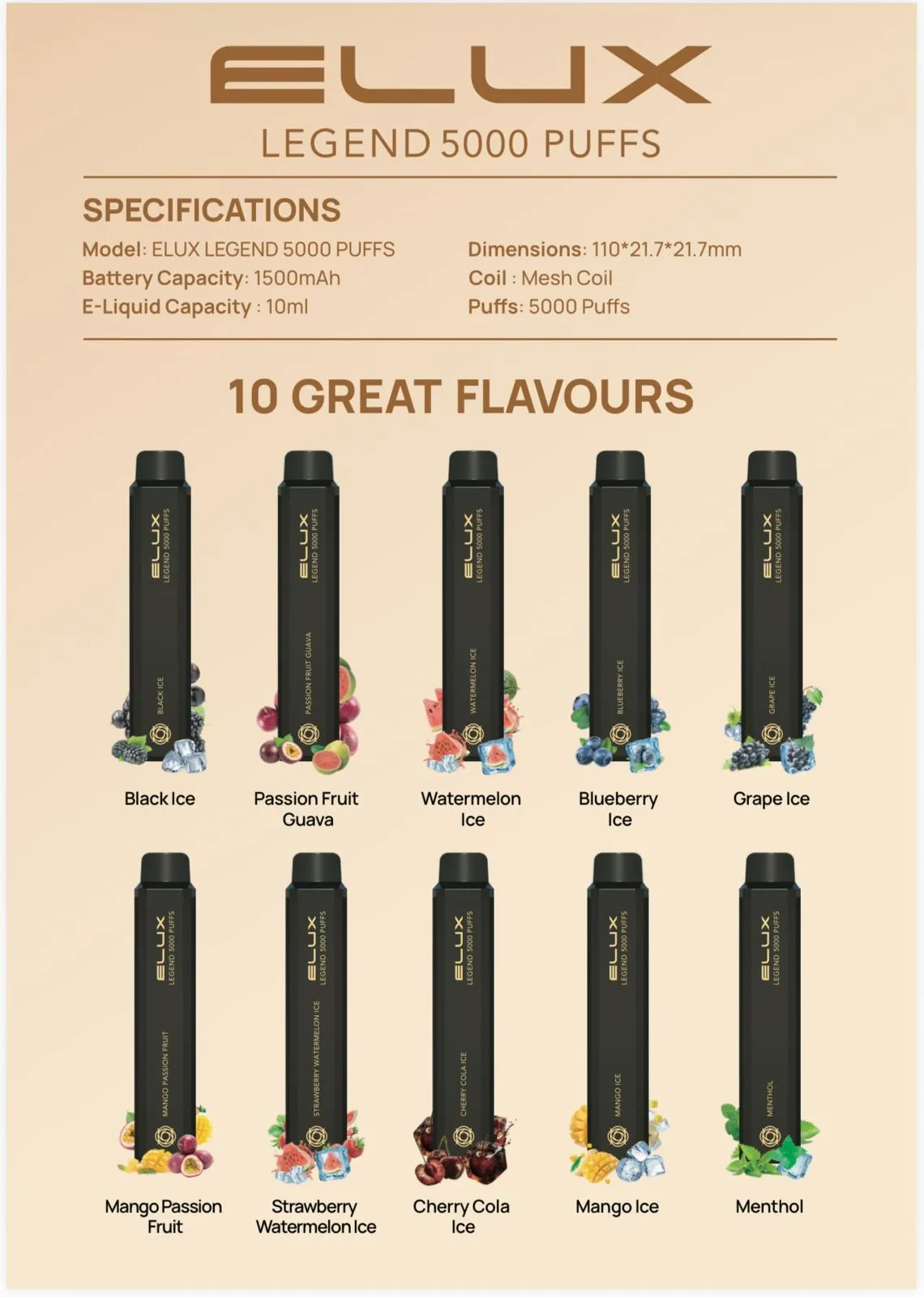 ELUX Legend 5000 Puffs Flavors
