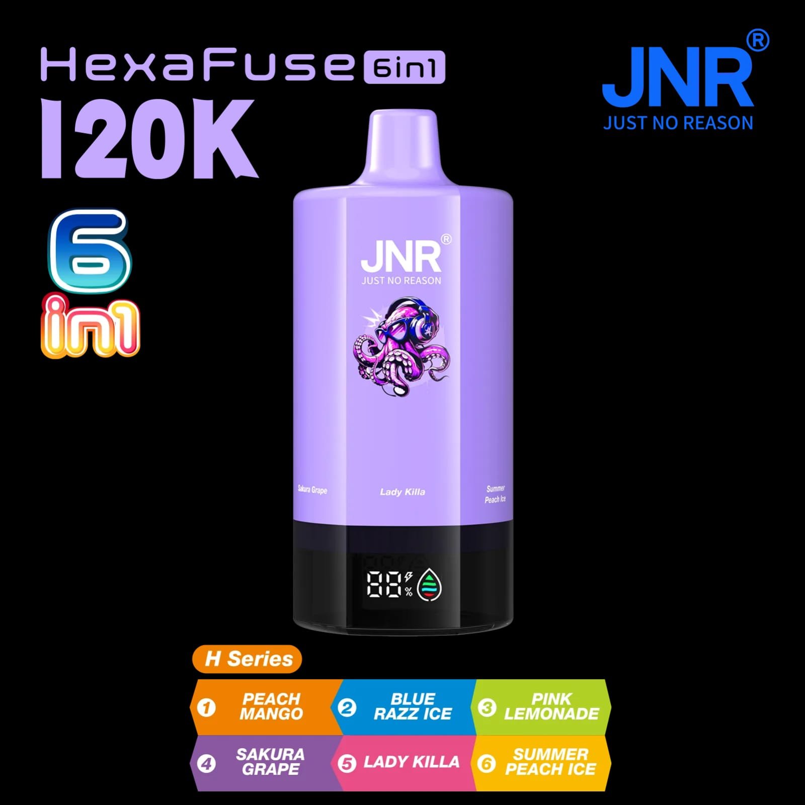 JNR HexaFuse 120K Puffs 6in1 Disposable Vape