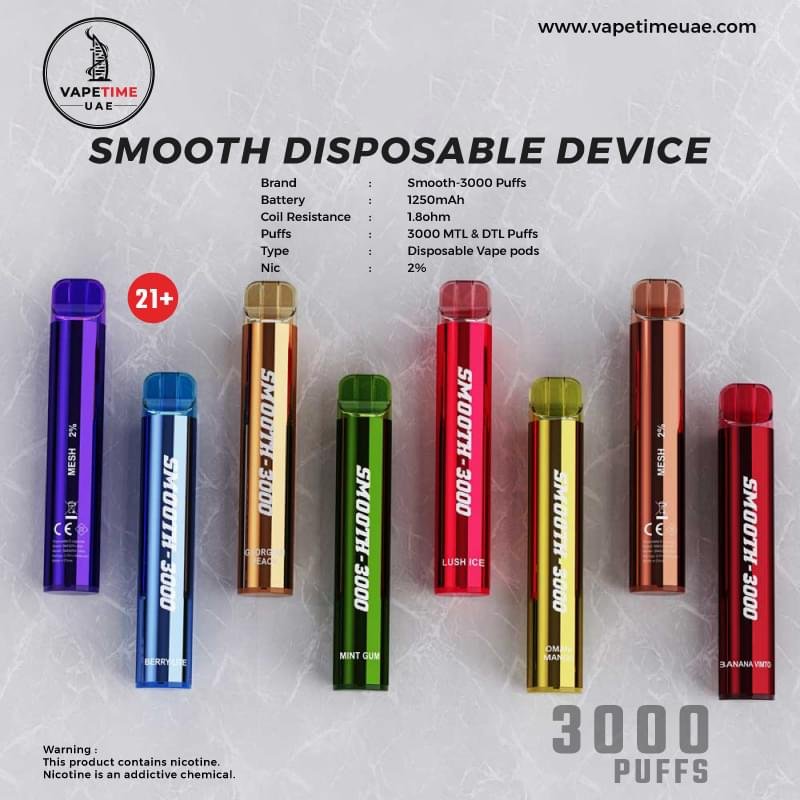SMOOTH 3000 PUFFS DISPOSABLE VAPE in UAE SMOOTH 3000 PUFFS DISPOSABLE VAPE in UAE