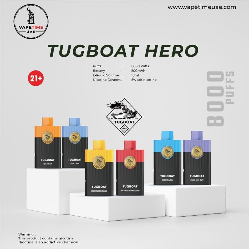 TUGBOAT HERO 8000 PUFFS DISPOSABLE VAPE in UAE TUGBOAT HERO 8000 PUFFS DISPOSABLE VAPE in UAE