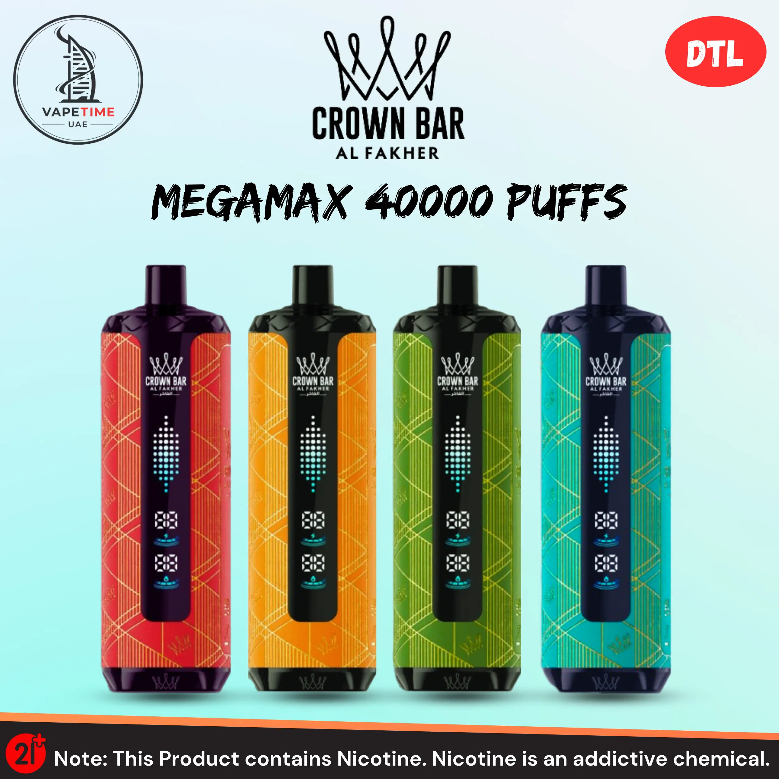 Al Fakher Crown Bar Mega max 40000 Puffs Best DTL Disposable Vape in Dubai